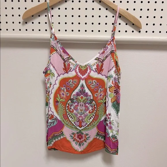 NWT XS Rachel Zoe Pink and Orange Fitted Camisole with Graphic Design - Picture 1 of 4